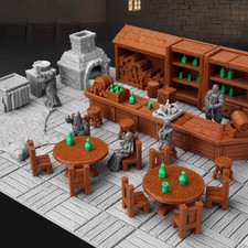 74 Pezzi Set Mobili Bar Taverna RPG Terreno - Accessori DND dettagliati per Tavolo