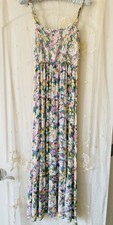Lily Rose  Pretty Floral Rayon Smocked Elastic Bodice Pretty Summer Dress  XS/Sm