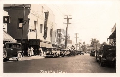CA Sonora California Street View Dentist Hotel Cars 1920s RPPC Postcard COPY