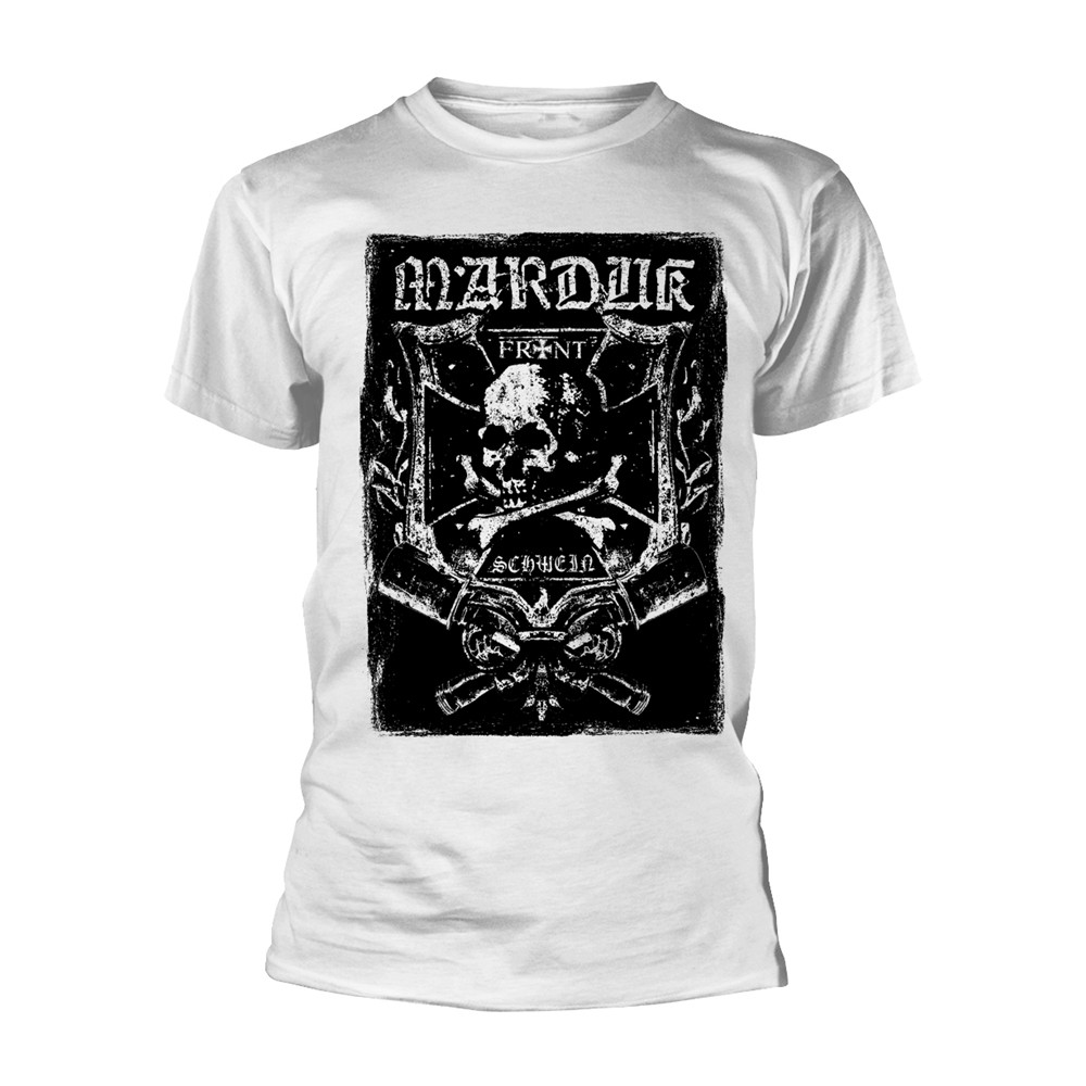MARDUK - FRONTSCHWEIN (WHITE) WHITE T-Shirt, Front - Back Print XXX-Large