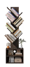 Compact 6 Tier Tree Bookshelf Organizer Small Spaces Home Office Storage New