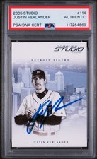 Signed Baseball Card Auto Justin Verlander 2005 Donruss Studio #114 PSA/DNA