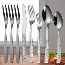 1Set 2Sets 3Sets Stainless Steel Silverware Square Handle Flatware Spoons