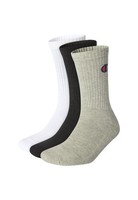 FüßLinge Champion Unisex 3PP Crew Socken 35-38, Grau Melange, Weiß, Schwarz