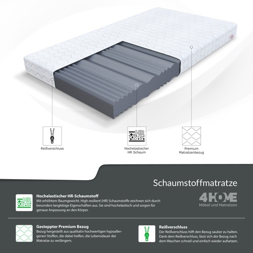 Matratze 90x200 140x200 160x200 180x200 COMFORT Plus7 Zonen H3 Kaltschaum 14 cm - Afbeelding 3 van 29