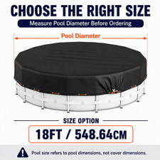 18FT 420D Waterproof Round Winter Pool Cover Above Ground Cable & Winch