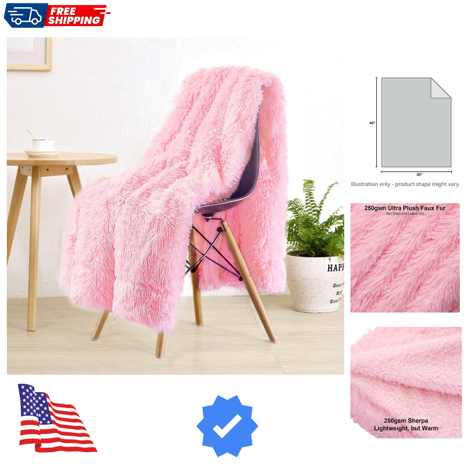 , Plush Fuzzy Sherpa Throw Blanket Fo...