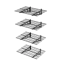 36 In. W X 24 In. D Steel Garage Wall Shelf in Black (4-Pack)