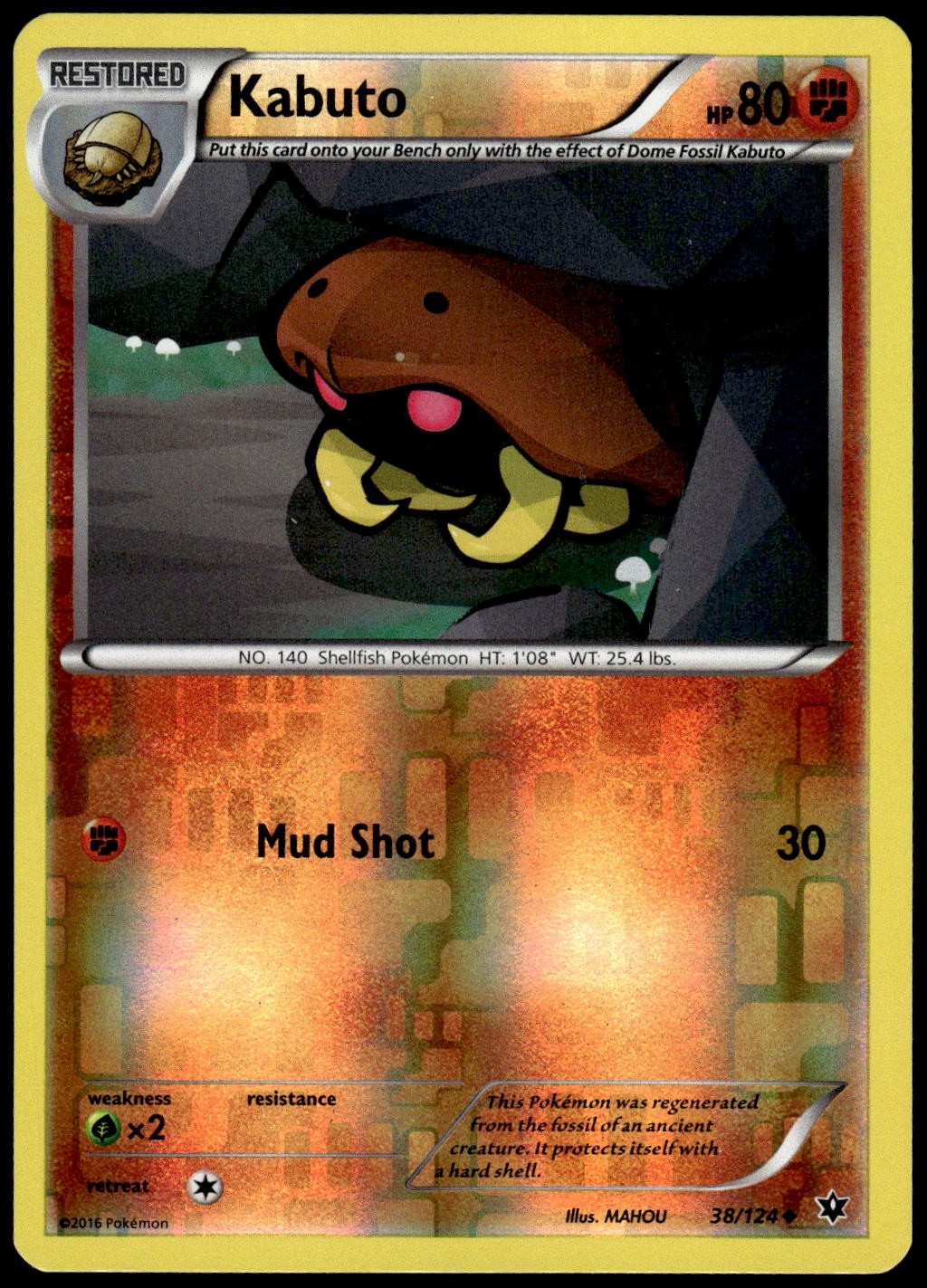 Kabuto 38/124 Uncommon Fates Collide Pokemon Reverse Holo NM