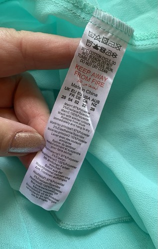 PRETTY LITTLE THING ~ Turquoise Skirt Size 26 ~Satin & Chiffon Contrast NEW NWT - Picture 11 of 24
