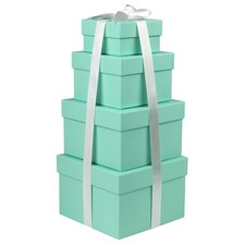 Briful Square Gift Boxes Lids Set Of 4 Teal Green Gift Assorted Sizes Nesting