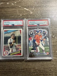 1984 Topps John Elway #63 PSA 5 RC & 1996 Plat Crown Die-cut PSA 8 - Broncos