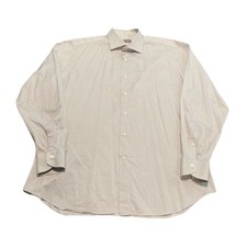 Men s Canali Italy Shirt Button Up Front Cotton Gray Striped 43 17 Made In Italy