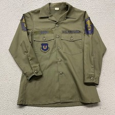 Vintage US Military Shirt Mens 15.5 Green Utility OG 507 80's Durable Press
