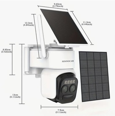 1080P Solar-Powered Security Camera, Dual Lenses, 360-Degree, Color Night Vision