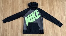 EUC Boys Nike Therma-FIT Pullover Hoodie - Black/Gray/Green - Size Large
