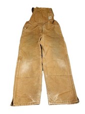 Vtg Carhartt Bib Overall Mens 40x30 Brown Quilted Distressed Duck Canvas USA