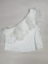 NWT Express Off Shoulder Crop Top Lace Neckline White Women s XL Retail 64