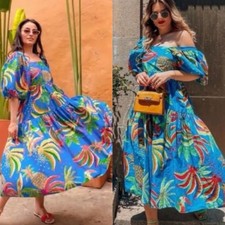 Farm Rio Blue Banana Midi DressRETAIL 350