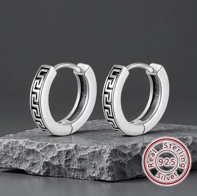 S925 Sterling Silber Ohrringe   Rhodiniert   Trendige Rock Punk Hip-Hop