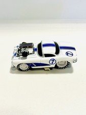Mega Machines White Blue #7 Die Cast Drag Car