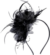 Fascinators Hat Women Tea Party Headband Feather Pearl Flower Headband for Weddi