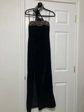 Gunne Sax By Jessica McClintock Black Velvet Slit Evening Gown Size 9/10