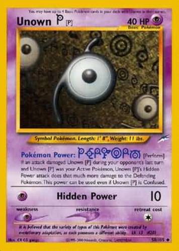Moderately Played, English Pokemon Regular Unown [P] - 58/105 - Uncommon - Unlim