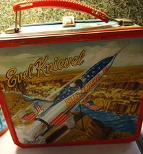 Vintage Evel Knievel Metal Lunchbox With TWO [2] Thermos 1974 Aladdin Ind.