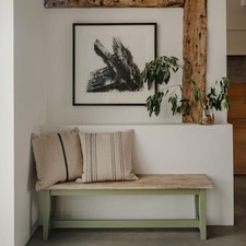 Florence wooden bench.Kitchen bench with hardwood seat in Sage Green, 140cm long