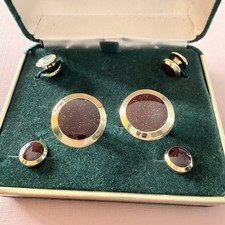 C R Clothiers Red  Gold Tone Formal Vintage Cuff Links  Tux Prom Shirt Studs