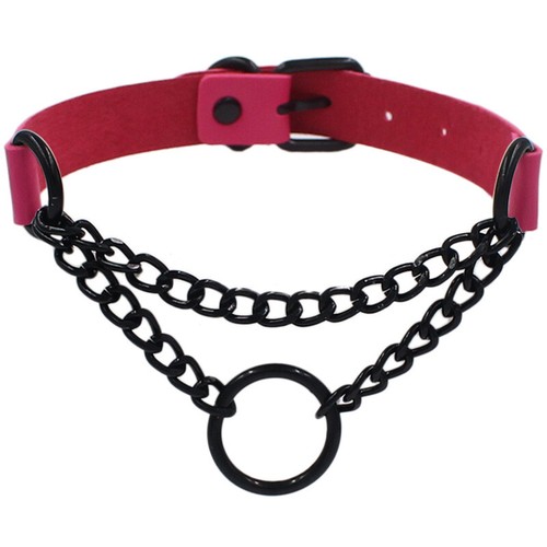 PU Leather Punk Choker Necklaces Circle Adjustable Collar Necklace for Women - Picture 12 of 12