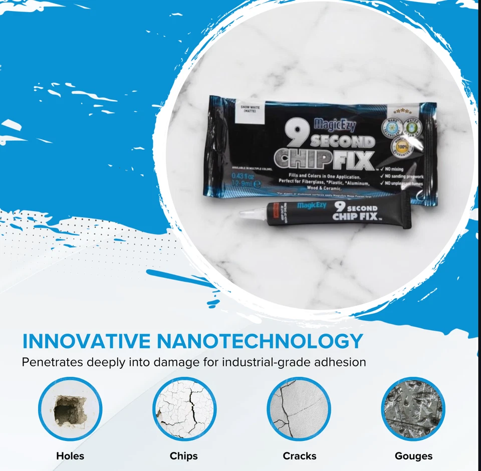 MagicEzy 9 Second Chip Fix Marine Fibreglass Repair Kit in a Tube Boats, Jet Ski - image 4 of 4