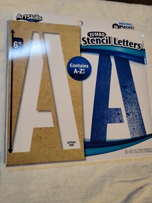 Artskills Jumbo Stencil Letters 26 Pieces New In Box 6'' ABC A-Z