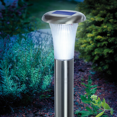 2 er Set LED Solarleuchte Solar Gartenleuchte Solarlampe Akku Edelstahl Leuchte