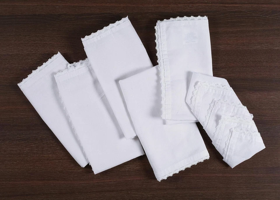 Goroly Home White Lace Napkins Set of 12, 18" x 18" Cotton Machine Washable - Image 3 of 4