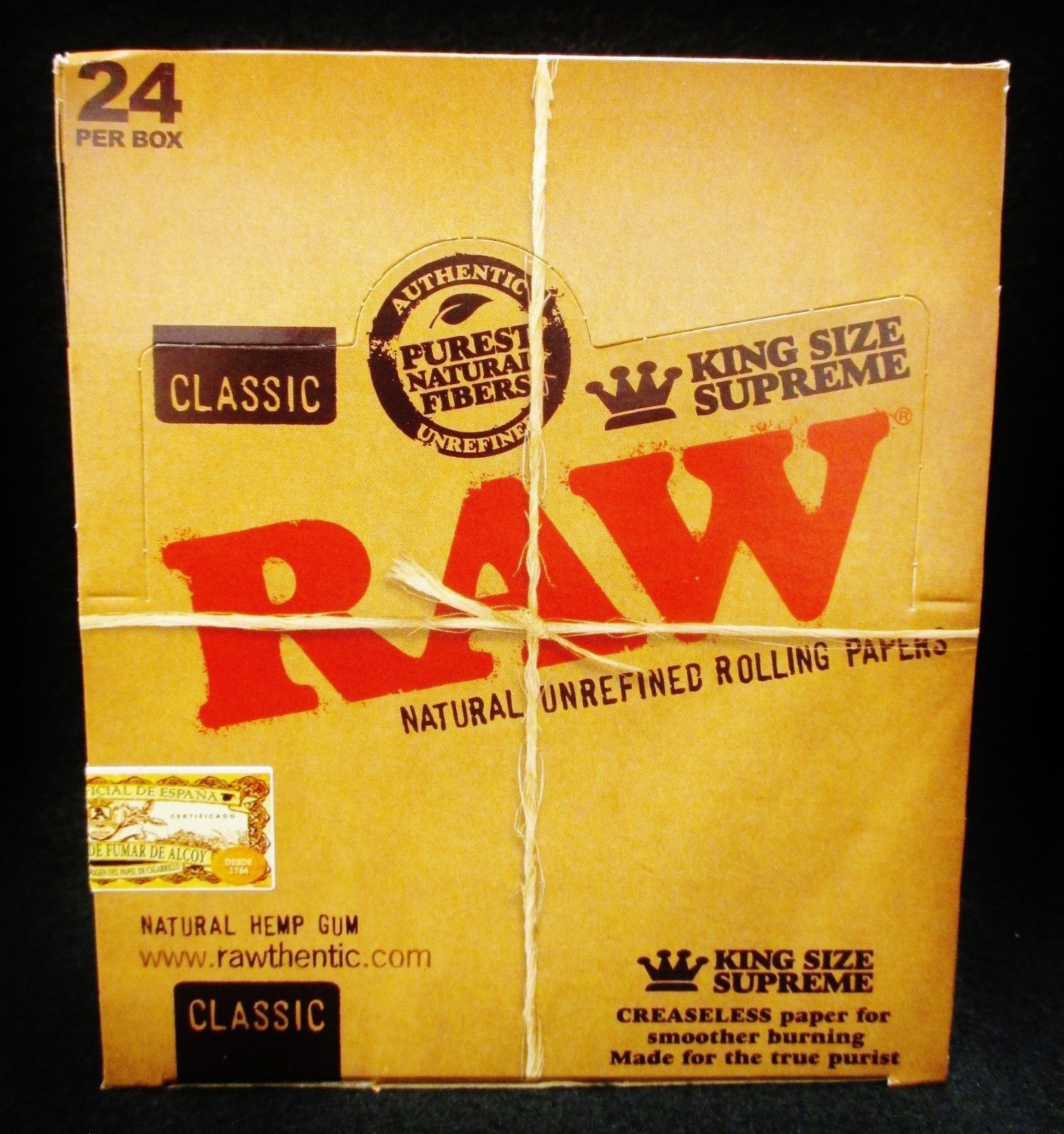 24-Pack Raw Classic King Size Supreme Natural Unrefined Rolling Papers