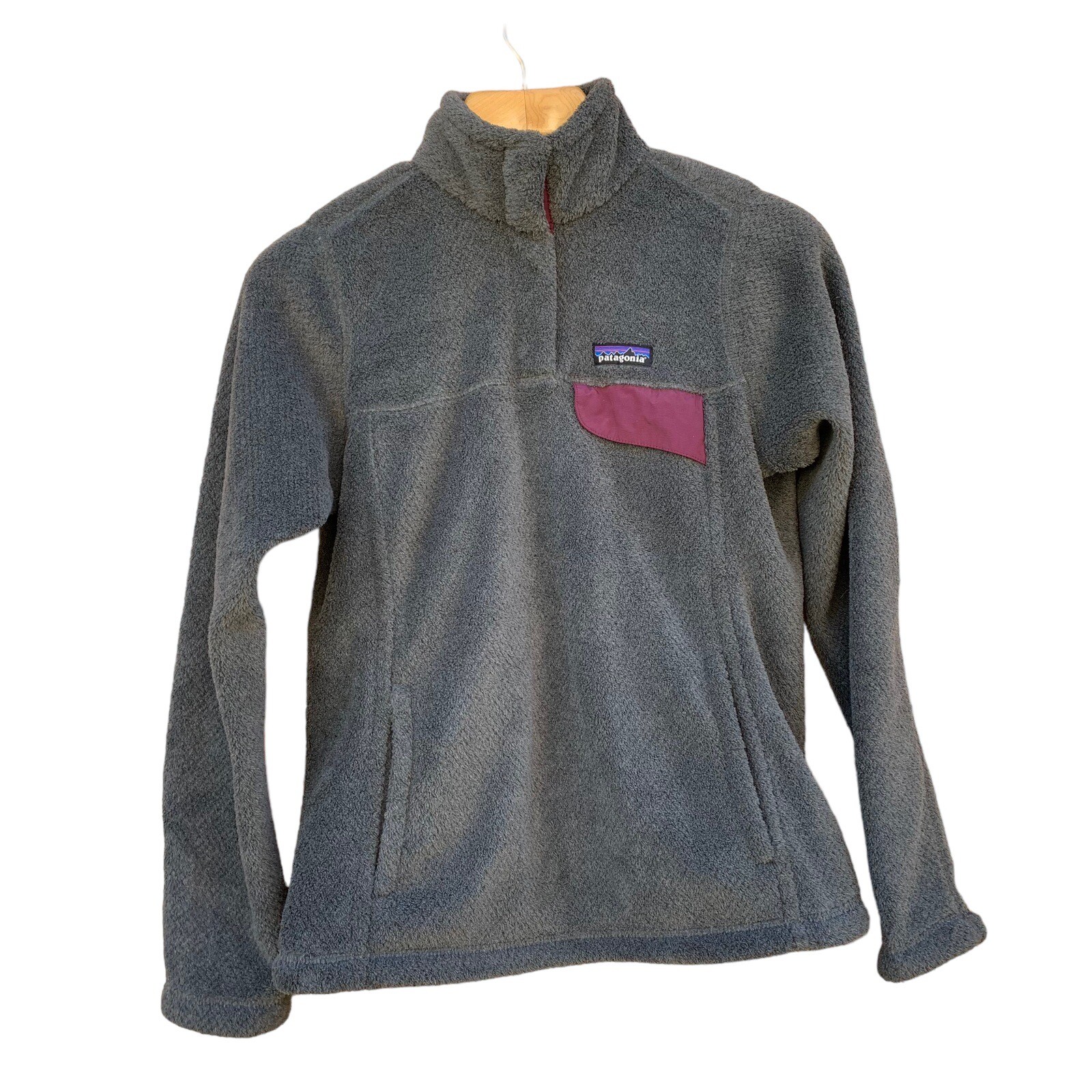 Patagonia Re-tool Snap Pullover Gray Purple Women's Size Small Fleece Sweater thumbnail 2