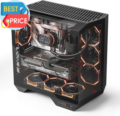 Full-Tower ATX Gaming PC Case, Back Plug-In Motherboard, Dual-Chamber, Panoramic