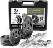 Marcy Adjustable Cast Iron Dumbbell Set with Case, Plates, Handles and Collars A