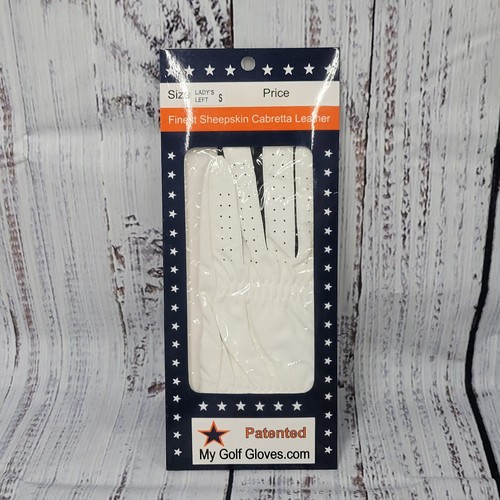 Vintage ladies left Hand Golf Glove Size: Small plain white / black leather