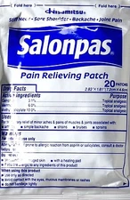Salonpas Pain Relieving Patch 2.83" x 1.81" Lot of 20, 40, 60, 80 or 100 Patches