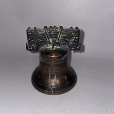 Vintage Cast Bronze Or Bronzed Effect Liberty Bell - 6.4cm Tall Approx