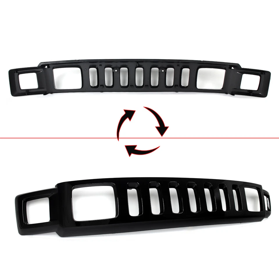 For Hummer H3 H3T 2006-10 Gloss Black Factory Style Front Upper Grille Assembly - Image 4 of 4