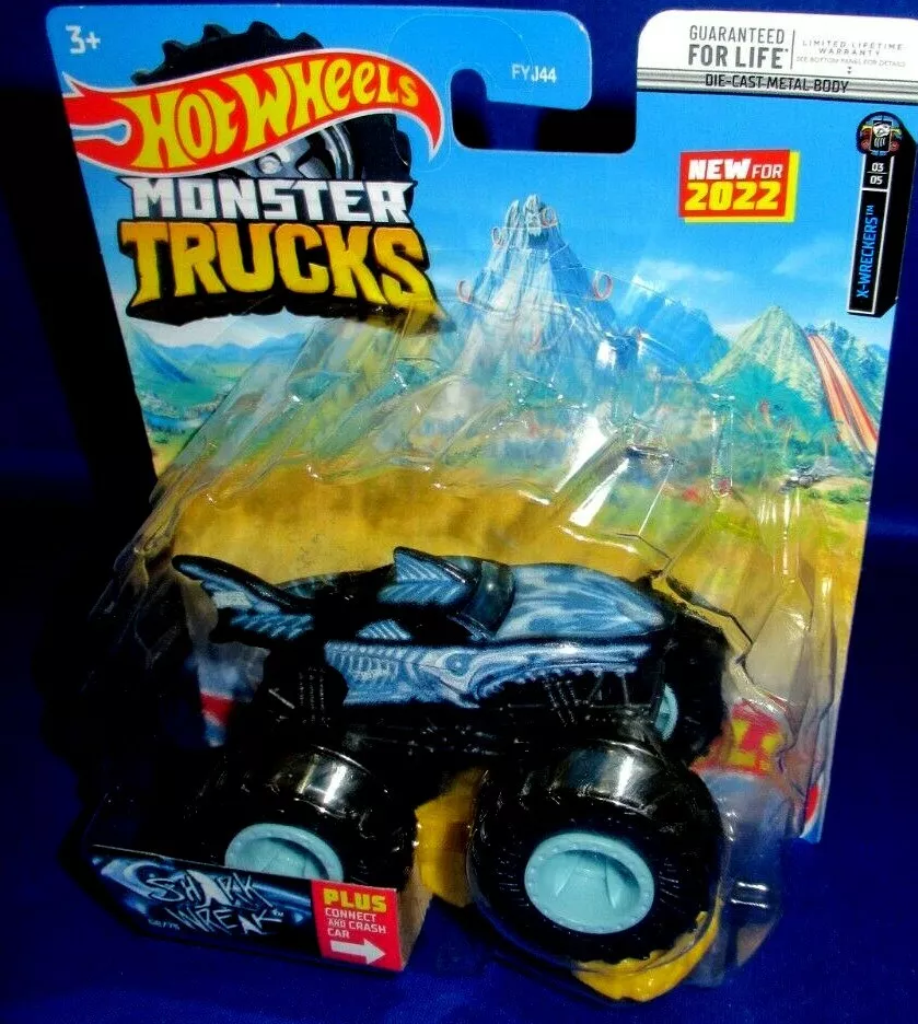 New 2022 Hot Wheels Monster Trucks Shark Wreak Connect & Crash Car Series