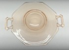 Vintage Pink depression glass serving plate 7 Inch Hexagon Shape handles Serving — photo 5