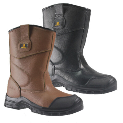 MENS LEATHER SAFETY STEEL TOE CAP RIGGER BOOTS WORK SHOES TRAINERS SIZE  4-14 UK UK