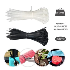 1000PCS Cable Ties 12"15" Heavy Duty Nylon Wire Zip Ties UV Resistant Wrap Strap