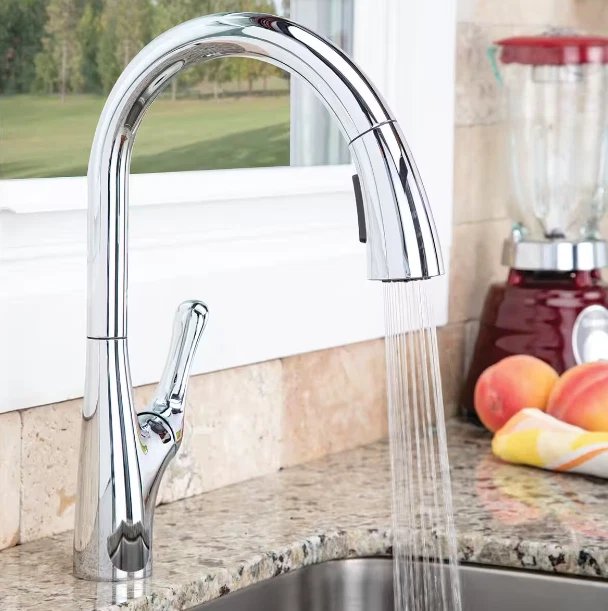  Grifo de cocina pulverizador extraíble de un solo mango Speakman Chelsea, cromo pulido Foto 3 de 4