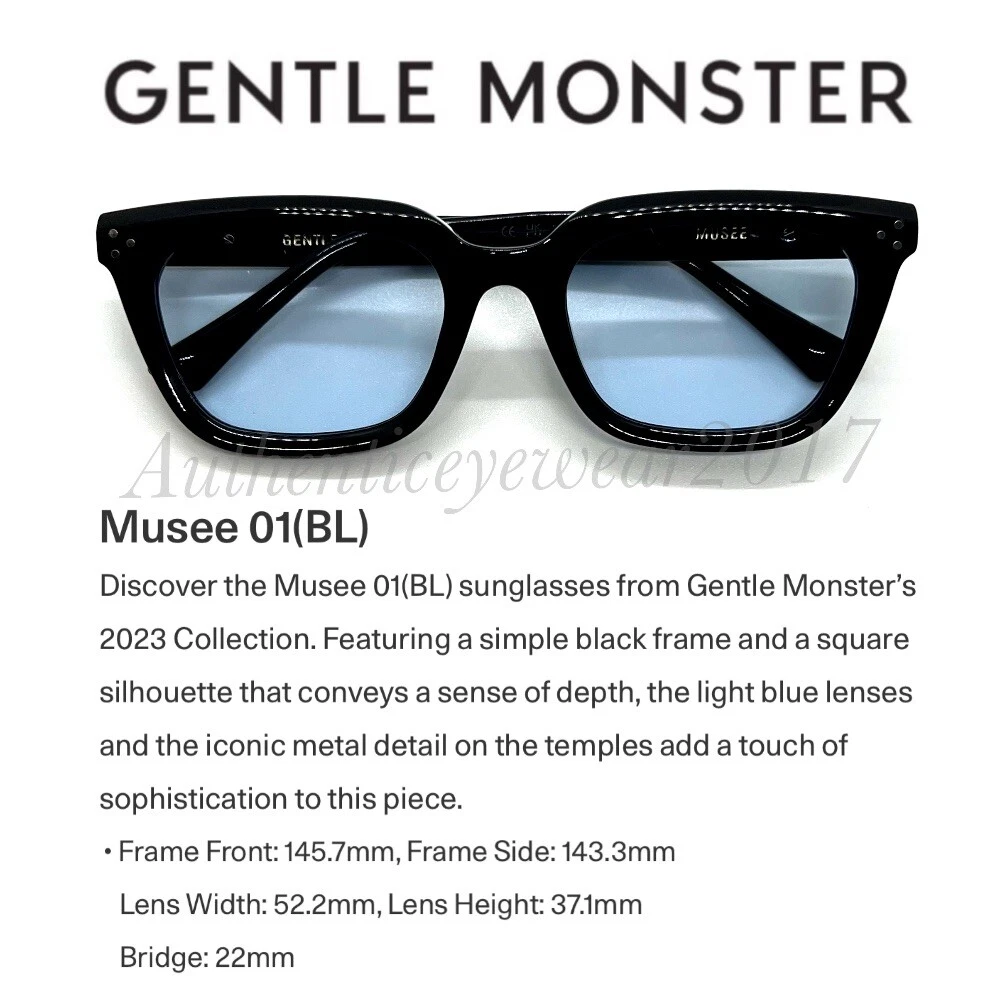 2024 GM Sunglasses Only Musee 01 (BL) Black Frame Blue Lenses Free 